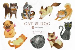 Watercolor Cat &amp; Dog Clipart, PNG Product Image 1