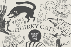 Quirky Cats Clipart Set Funny Hand Drawn Cat Illustrations Product Image 7