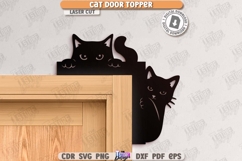 Door Corner Laser Cut |Cat Silhouette|Wall Sign| Home Decor Product Image 1
