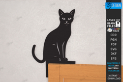 Cat Door Corner Laser Cut| Wall Decor|Home Decor |Black Cat Product Image 1