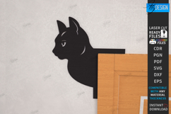 Cat Door Corner Laser Cut| Wall Decor|Home Decor |Black Cat Product Image 1
