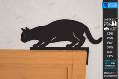 Cat Door Corner Laser Cut| Wall Decor|Home Decor |Black Cat Product Image 1