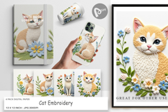 Digital Paper Cat Embroidery Product Image 1