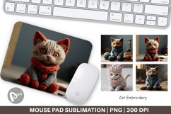 Mouse Pad Cat Embroidery Product Image 1