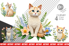 Cat Embroidery Clipart Product Image 1