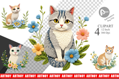 Cat Embroidery Clipart Product Image 1