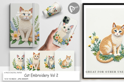 Digital Paper Cat Embroidery Product Image 1