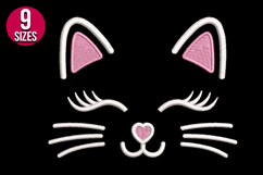 Cat Face Machine Embroidery Design - 9 sizes Product Image 2