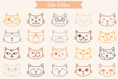 Colored Hand-Drawn Cat Faces | Kawaii Animal Head Product Image 5