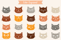 Colored Hand-Drawn Cat Faces | Kawaii Animal Head Product Image 1
