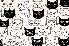 Hand-Drawn Cat Faces | Kawaii Animal Head Product Image 1