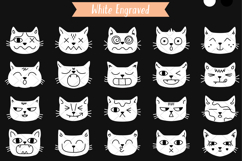 Hand-Drawn Cat Faces | Kawaii Animal Head | White Product Image 5