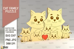 Cat Family Puzzle SVG. Cat Figurine Laser Cut Product Image 1