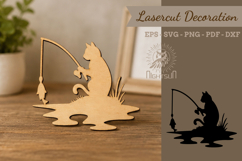 Cat Fishing Lasercut Decoration Product Image 1