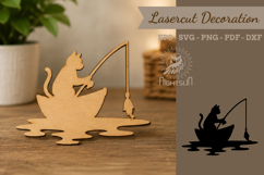 Cat Fishing Lasercut Decoration Product Image 1