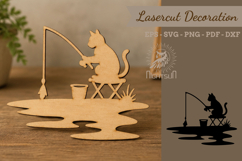 Cat Fishing Lasercut Decoration Product Image 1
