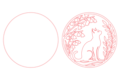 Cat Floral Round Laser Cut SVG | Cat Floral Wall Art Product Image 2