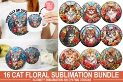 Cat Floral Sublimation Bundle | Stained Glass Sublimation Product Image 1