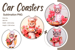 Cat Car Coasters Animal Cute cat Keychain Sublimation_70 Product Image 1