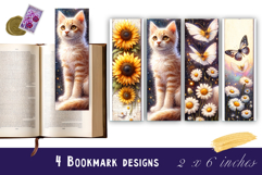 Funny cat Bookmark Printable Sublimation PNG|flowers Bookmak Product Image 1