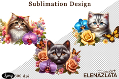 Funny Cats Sublimation |Flowers Cat Print Product Image 1