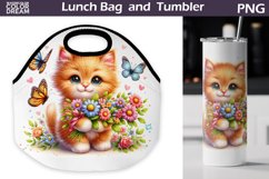 Red Cat Lunch Bag | Cute Cat Lunch Bag Sublimation Product Image 1