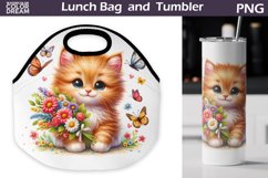 Red Cat Lunch Bag | Cute Cat Lunch Bag Sublimation Product Image 1