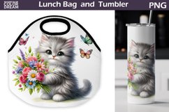 Fluffy Cat Lunch Bag | Cute Cat Lunch Bag Sublimation Product Image 1