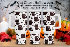 cat ghost halloween 40oz quencher tumbler sublimation wrap uv dtf wrap SVG high resolution transparent background