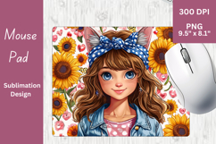 Cat Girl Sublimation PNG for Mouse Pad 3 Product Image 1