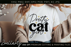 Cat Girl SVG Cut Files Love Heart Paw Prints SVG Cat Mom SVG Product Image 2