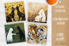 Funny Cat Coaster Sublimation| cats Coasters Product Image 1