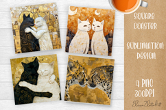 Funny Cat Coaster Sublimation| cats Coasters Product Image 1