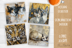 Funny Cat Coaster Sublimation| cats Coasters Product Image 1