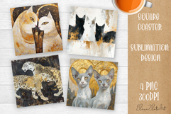 Funny Cat Coaster Sublimation| cats Coasters Product Image 1