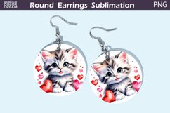 Cute Cat Heart Round Earrings | Valentine's Day Earrings Product Image 1