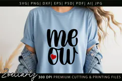 Cat Meow SVG Cut Files Love Heart Paw Prints SVG Cat Mom SVG Product Image 2