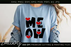 Cat Meow SVG Cut Files Love Heart Paw Prints SVG Cat Mom SVG Product Image 2