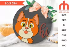 hi cat svg, cat sign, funny cat silhouette, peeking cat hanger, welcome sign, pet sign, animal door