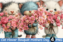 Cat Holding Flower Bouquet Mother's Day clipart Product Image 1