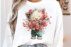 Cat Holding Flower Bouquet Mother's Day clipart Product Image 3