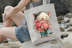 Cat Holding Flower Bouquet Mother's Day clipart Product Image 2