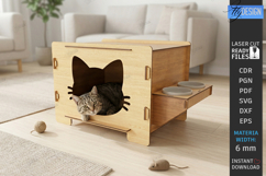 Cat House Laser Cut | Pets | Wooden Mini Houses | Pet Home Product Image 1