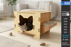 Cat House Laser Cut | Pets | Wooden Mini Houses | Pet Home Product Image 1