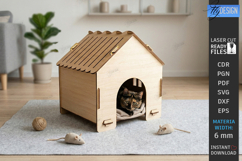Cat House Laser Cut | Pets | Wooden Mini Houses | Pet Home Product Image 1
