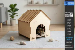 Cat House Laser Cut | Pets | Wooden Mini Houses | Pet Home Product Image 1