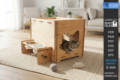 Cat House Laser Cut | Pets | Wooden Mini Houses | Pet Home Product Image 1