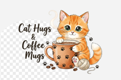 Cat hug and coffee mugs png Product Image 1