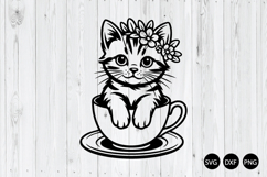 Cute Kitten Cup SVG, Baby Cat in Teacup SVG Product Image 1