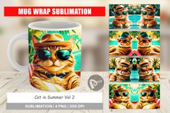 Mug Wrap Design Cat in Summer Product Image 1